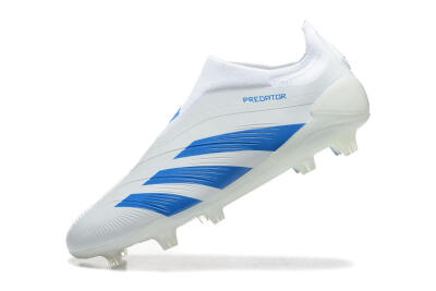 Men's Adidas Predator Elite Laceless FG Football Boots - White/Blue