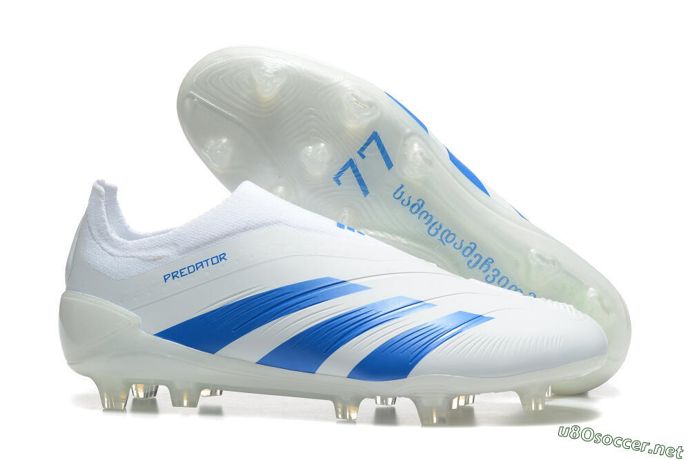 Men's Adidas Predator Elite Laceless FG Football Boots - White/Blue 2