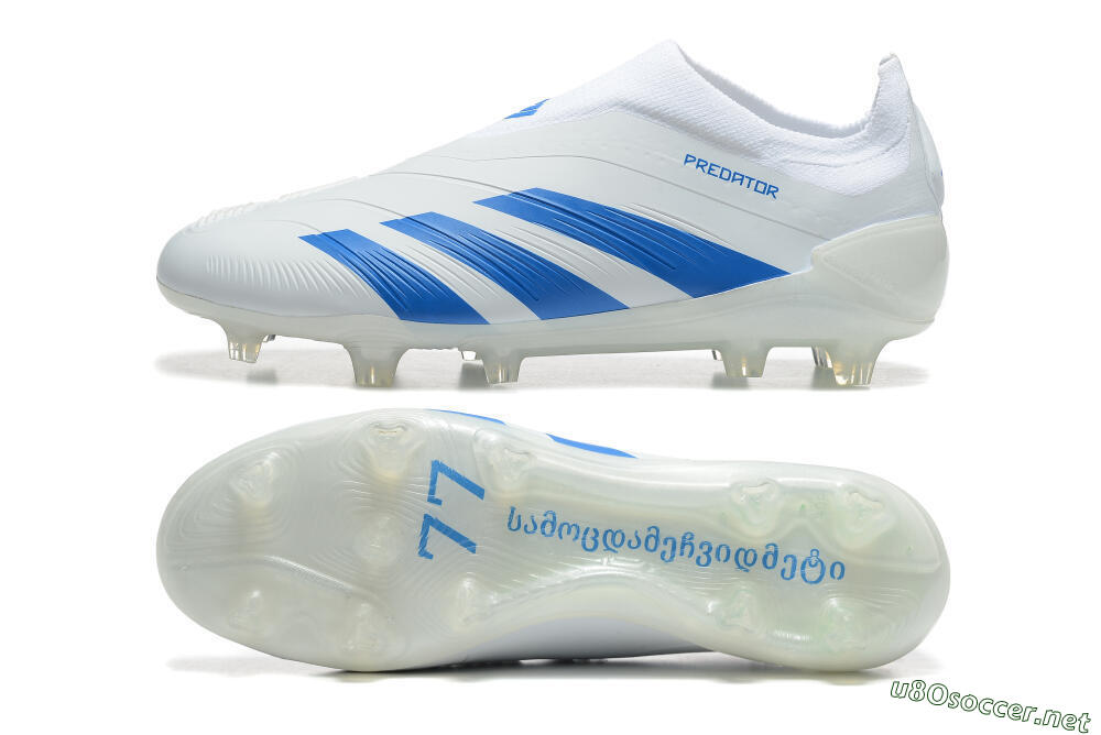 Men's Adidas Predator Elite Laceless FG Football Boots - White/Blue 1