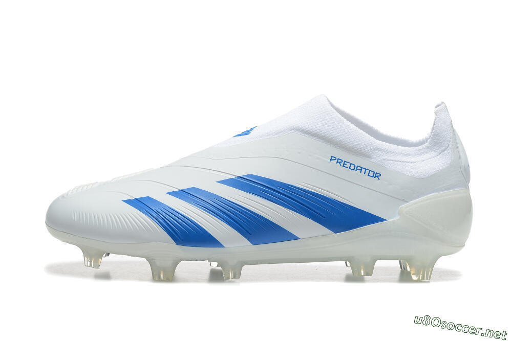 Men's Adidas Predator Elite Laceless FG Football Boots - White/Blue 0