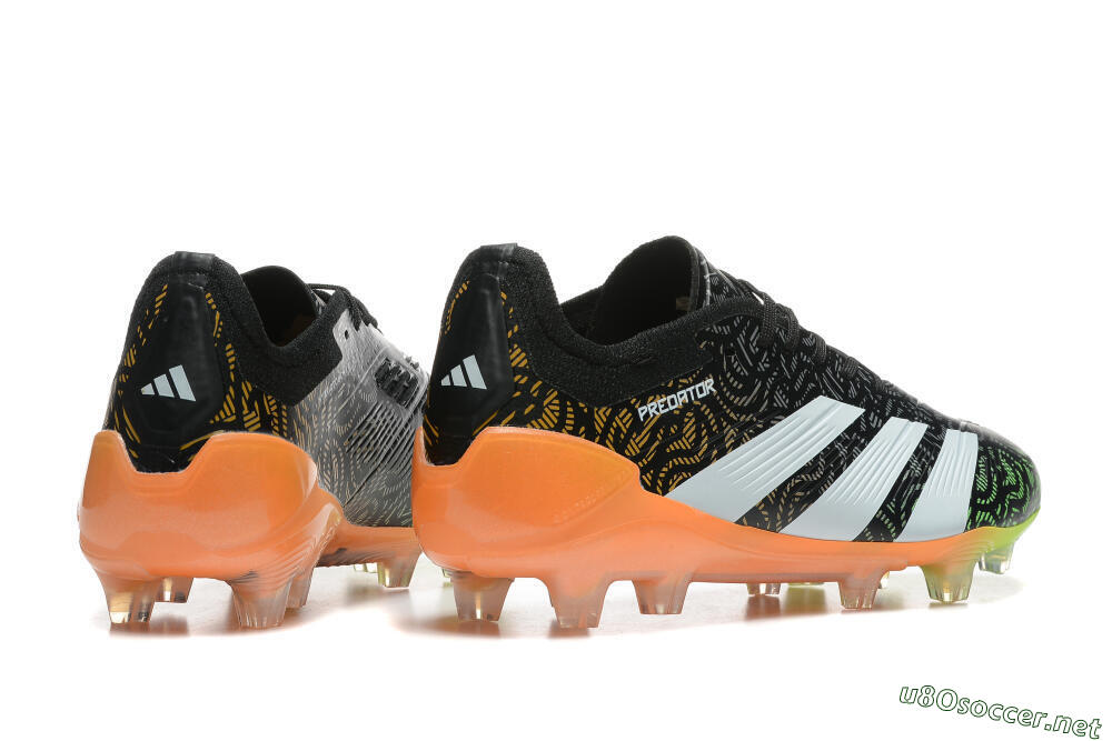 Men's Adidas Predator 24 Elite FG Football Boots - Black/White/Yellow/Orange 6