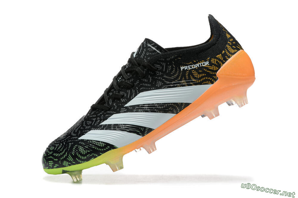 Men's Adidas Predator 24 Elite FG Football Boots - Black/White/Yellow/Orange 5