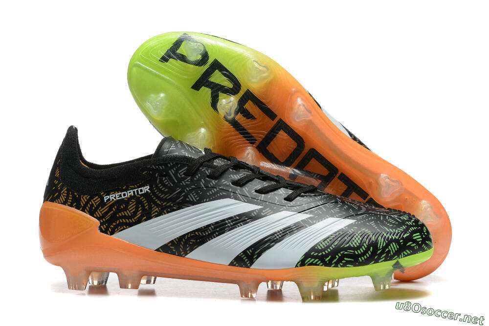 Men's Adidas Predator 24 Elite FG Football Boots - Black/White/Yellow/Orange 2