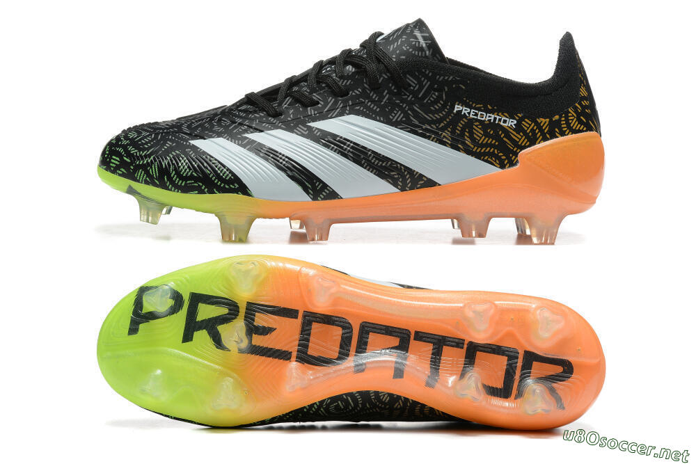 Men's Adidas Predator 24 Elite FG Football Boots - Black/White/Yellow/Orange 1