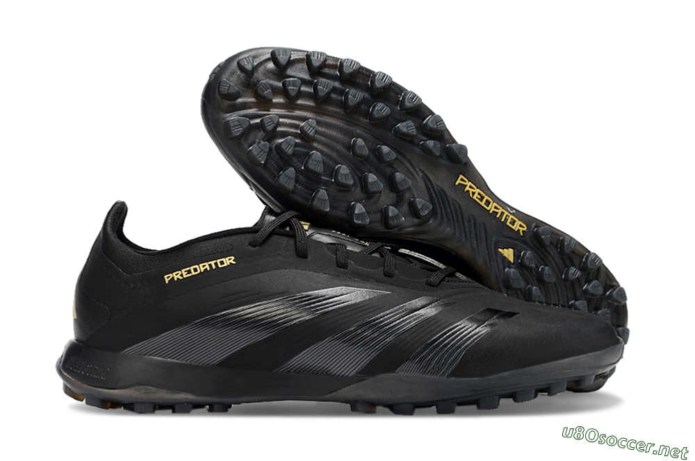 Men's Adidas Predator 24 Elite TF Football Shoes - Black/Silver/Yellow 2