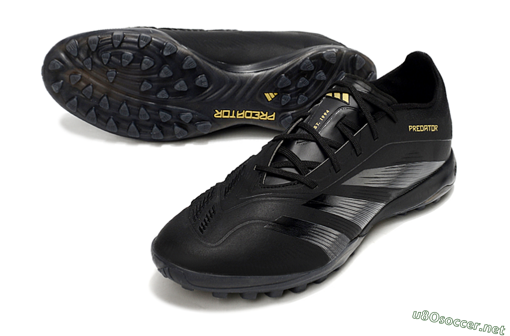 Men's Adidas Predator 24 Elite TF Football Shoes - Black/Silver/Yellow 3