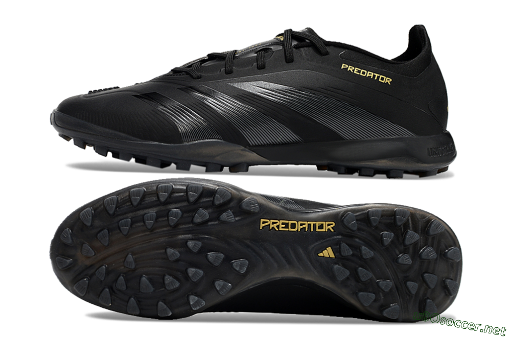 Men's Adidas Predator 24 Elite TF Football Shoes - Black/Silver/Yellow 1