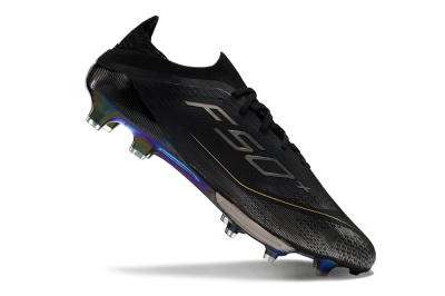 Men's Adidas F50+ Lightstrike Pro FG Football Boots - Core Black/Iron Metallic/Gold Metallic