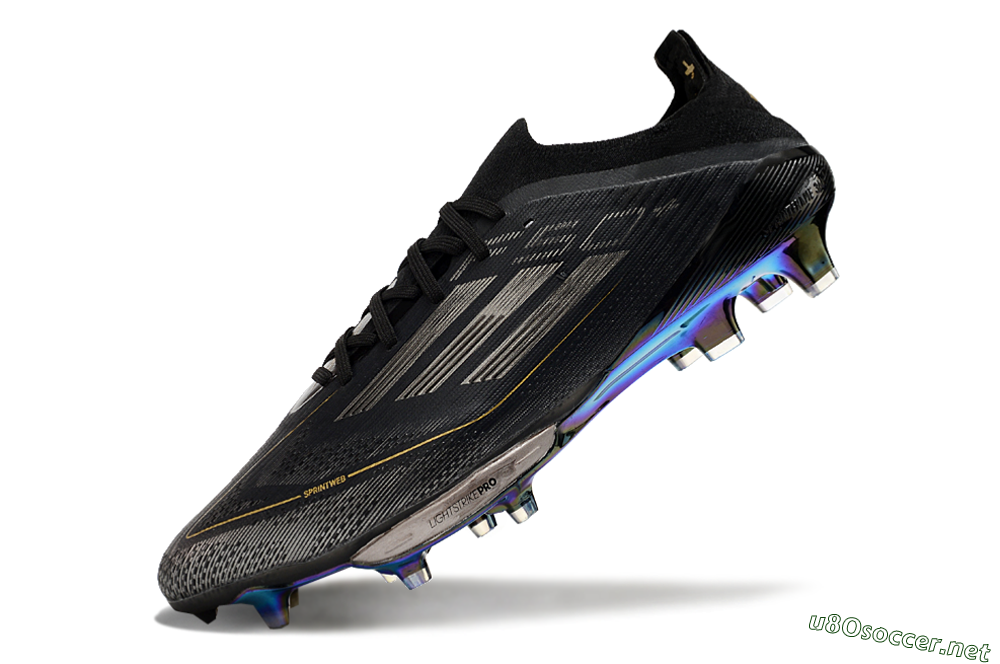 Men's Adidas F50+ Lightstrike Pro FG Football Boots - Core Black/Iron Metallic/Gold Metallic 5