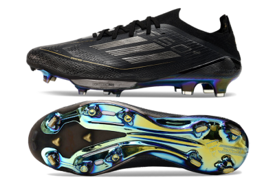 Men's Adidas F50+ Lightstrike Pro FG Football Boots - Core Black/Iron Metallic/Gold Metallic