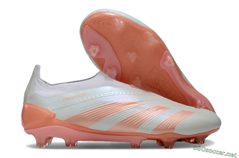 Men's Adidas Predator Elite Laceless FG Football Boots - Beige/white/Orange 2