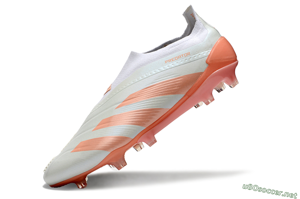 Men's Adidas Predator Elite Laceless FG Football Boots - Beige/white/Orange 5