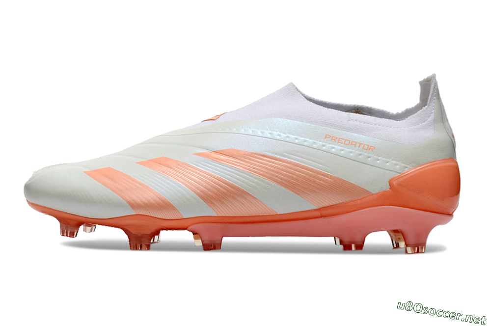 Men's Adidas Predator Elite Laceless FG Football Boots - Beige/white/Orange 0