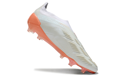Men's Adidas Predator Elite Laceless FG Football Boots - Beige/white/Orange
