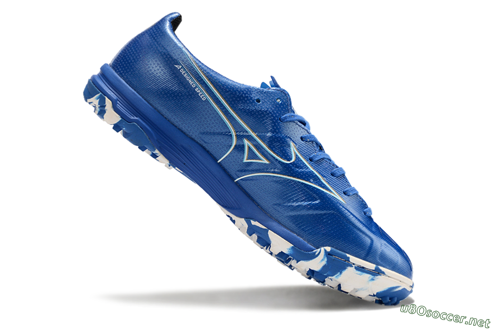 Men's Mizuno Monarcida Alpha TF Football Shoes - Blue/White/Yellow 4