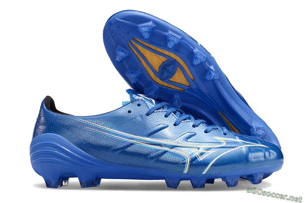 Men's Mizuno Monarcida Alpha FG Football Boots - Blue/White/Yellow 2