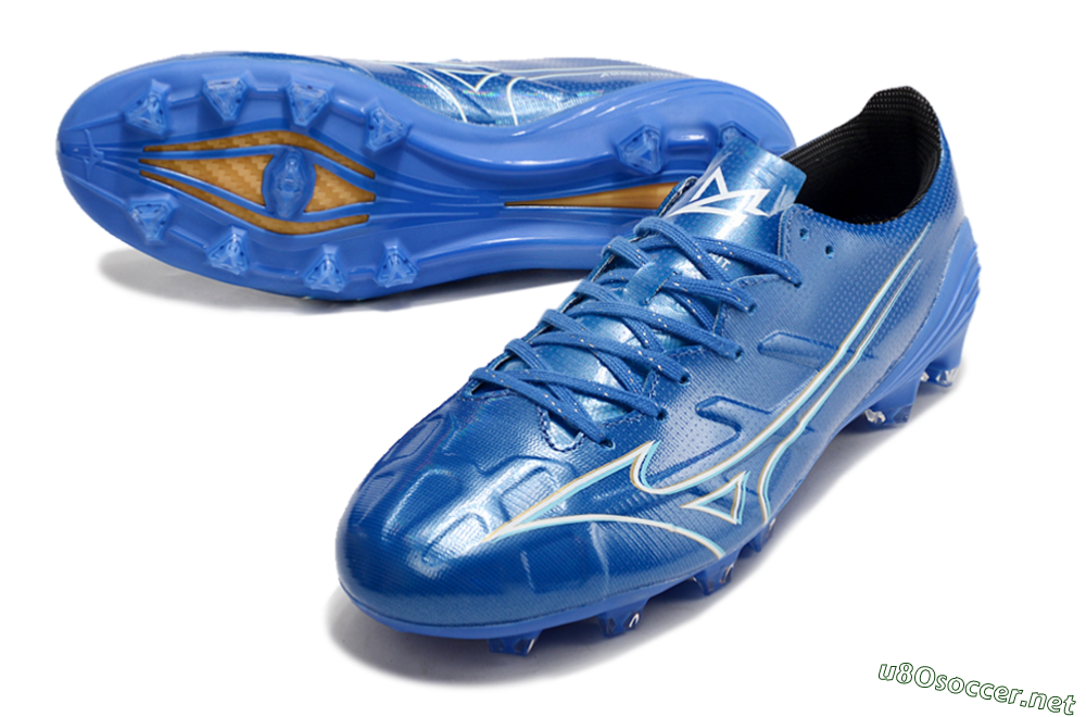 Men's Mizuno Monarcida Alpha FG Football Boots - Blue/White/Yellow 3