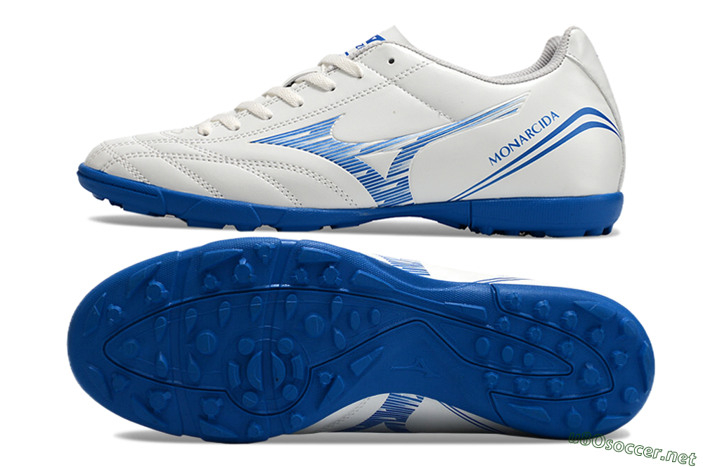Men's Mizuno Monarcida Neo TF Football Shoes - White/Blue 1