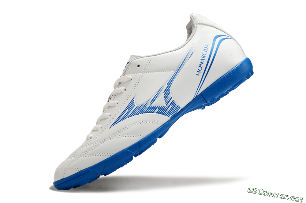 Men's Mizuno Monarcida Neo TF Football Shoes - White/Blue 5