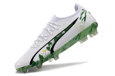 Men's Puma Ultra Ultimate FG Football Boots - White/Black/Green