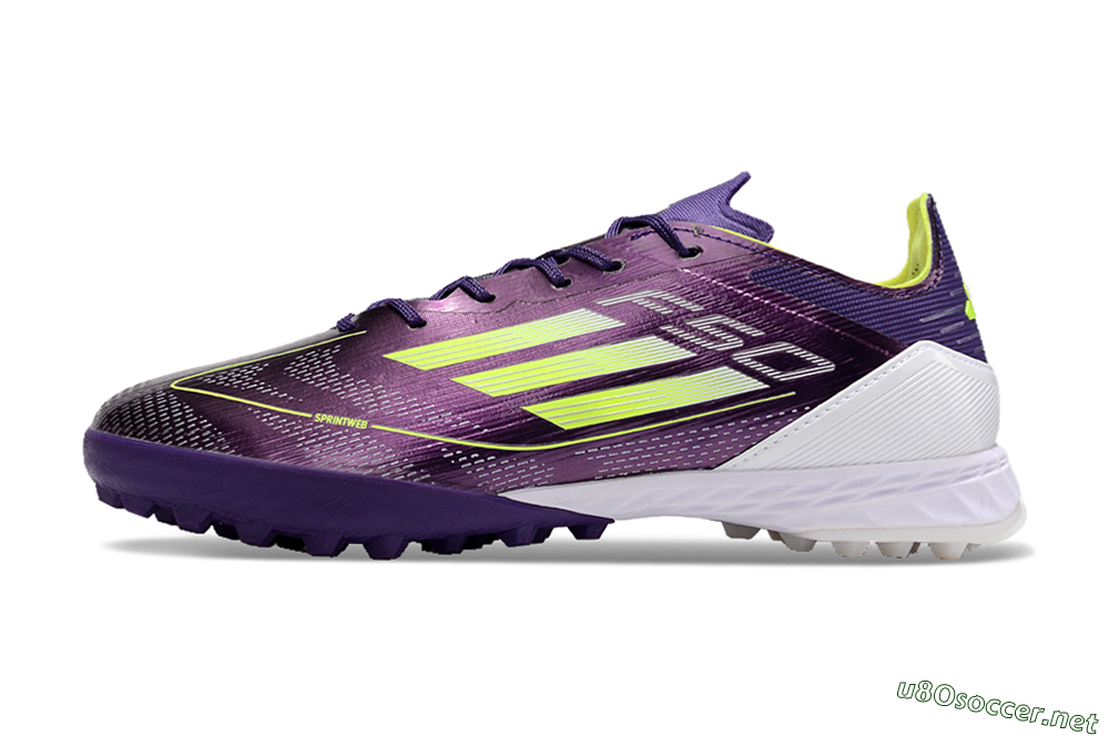 Men's Adidas F50 Pro TF Football Shoes - Purple/Cloud White/Lucid Lemon 0