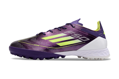 Men's Adidas F50 Pro TF Football Shoes - Purple/Cloud White/Lucid Lemon