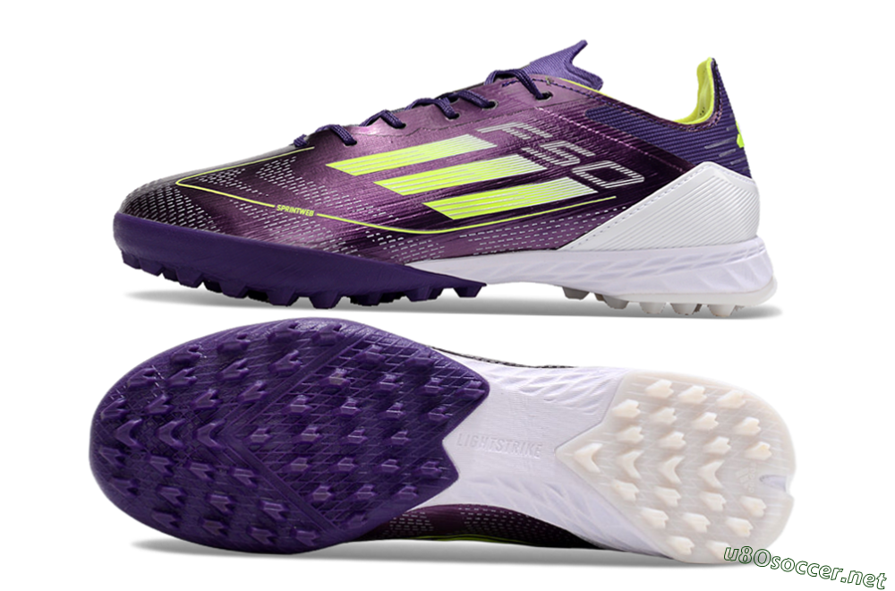 Men's Adidas F50 Pro TF Football Shoes - Purple/Cloud White/Lucid Lemon 1