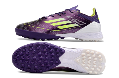 Men's Adidas F50 Pro TF Football Shoes - Purple/Cloud White/Lucid Lemon