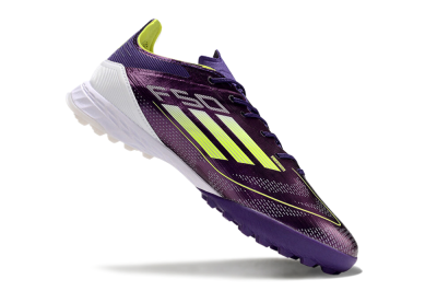 Men's Adidas F50 Pro TF Football Shoes - Purple/Cloud White/Lucid Lemon