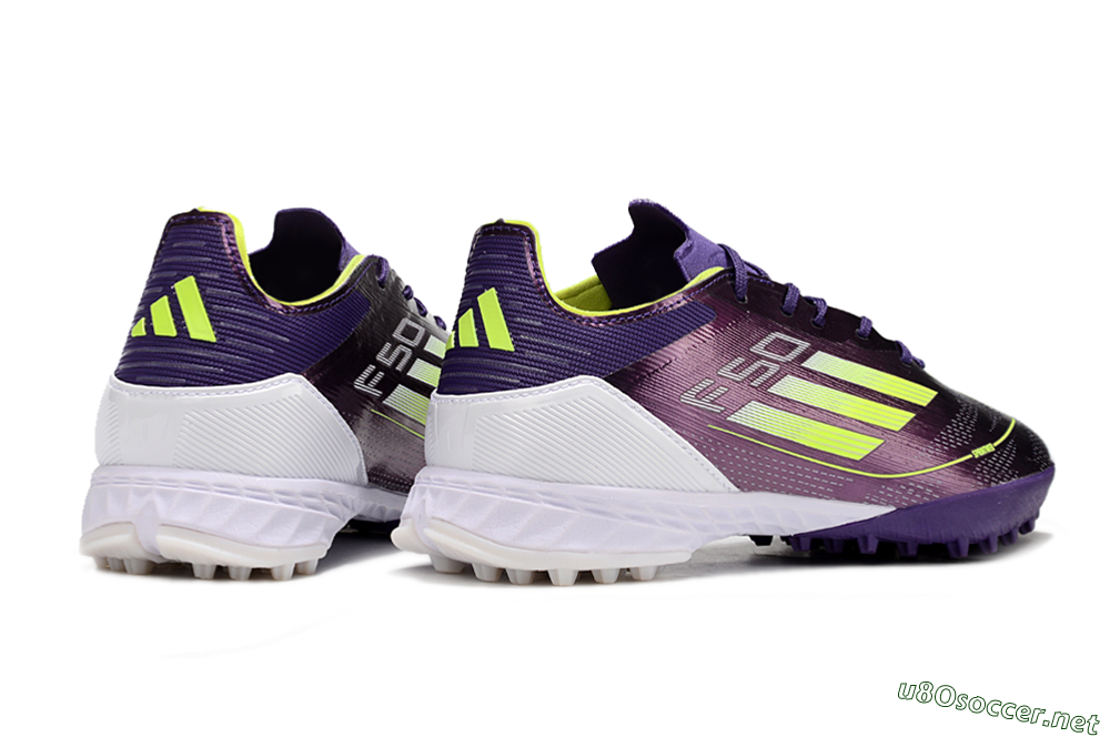 Men's Adidas F50 Pro TF Football Shoes - Purple/Cloud White/Lucid Lemon 6