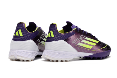 Men's Adidas F50 Pro TF Football Shoes - Purple/Cloud White/Lucid Lemon