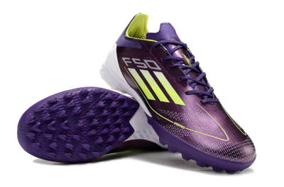 Men's Adidas F50 Pro TF Football Shoes - Purple/Cloud White/Lucid Lemon