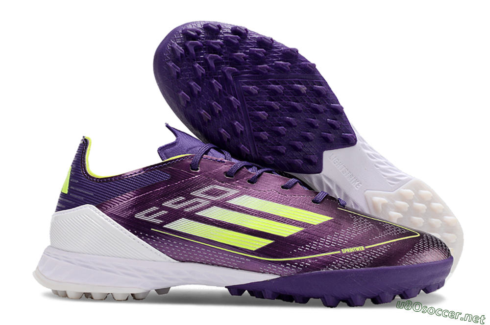 Men's Adidas F50 Pro TF Football Shoes - Purple/Cloud White/Lucid Lemon 2