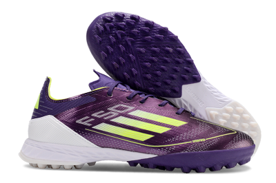 Men's Adidas F50 Pro TF Football Shoes - Purple/Cloud White/Lucid Lemon