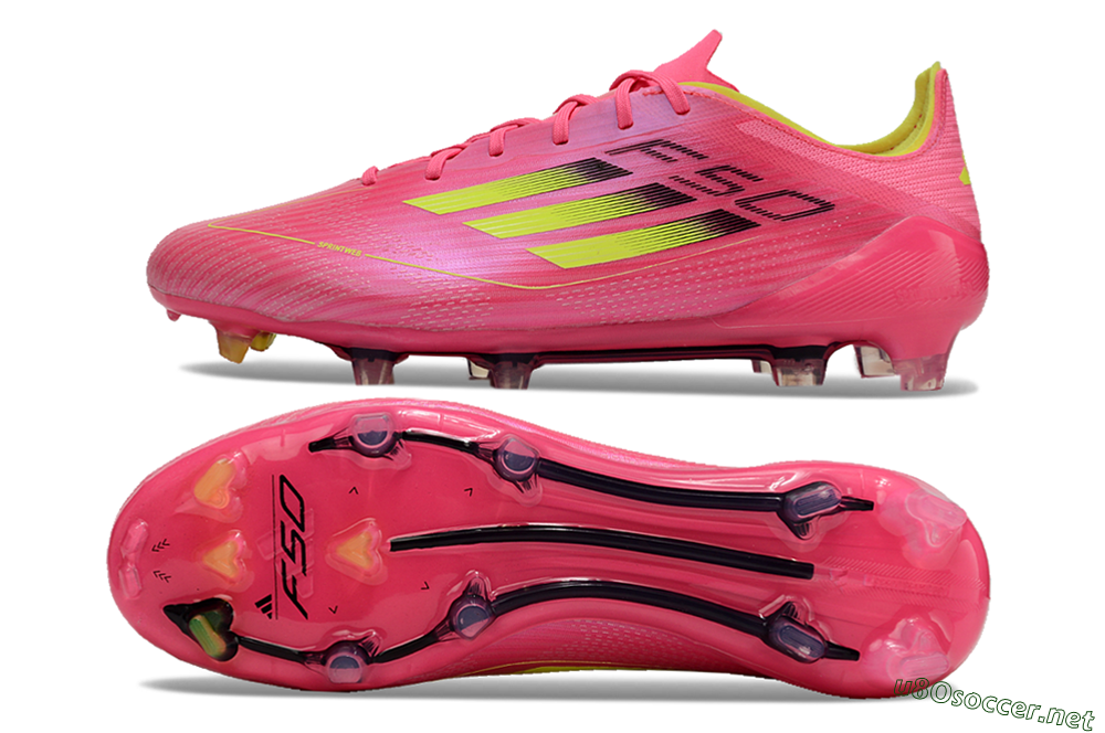 Unisex Adidas F50 Adizero FG Football Boots - Pink/Yellow/Black 1