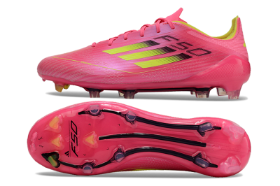 Unisex Adidas F50 Adizero FG Football Boots - Pink/Yellow/Black