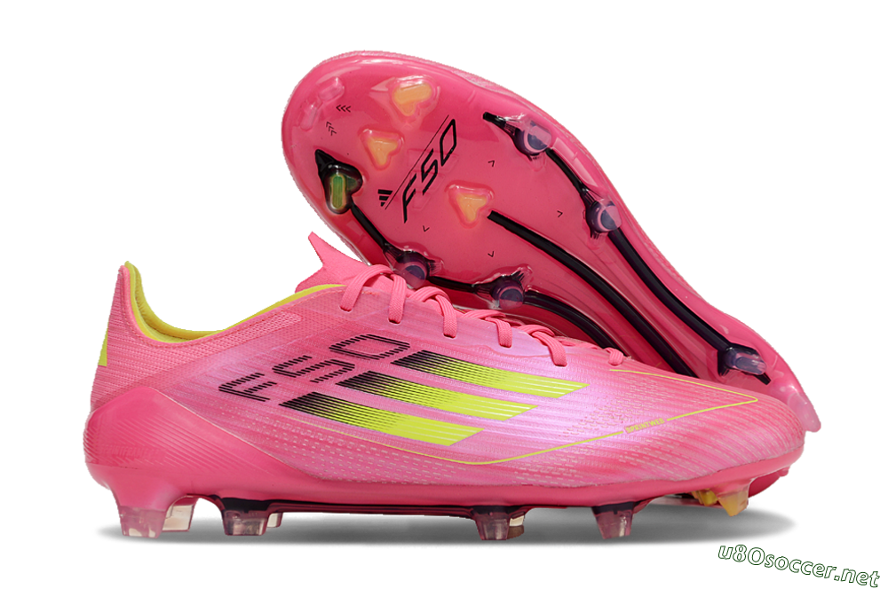 Unisex Adidas F50 Adizero FG Football Boots - Pink/Yellow/Black 2