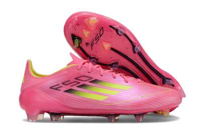 Unisex Adidas F50 Adizero FG Football Boots - Pink/Yellow/Black