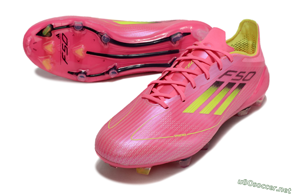 Unisex Adidas F50 Adizero FG Football Boots - Pink/Yellow/Black 3