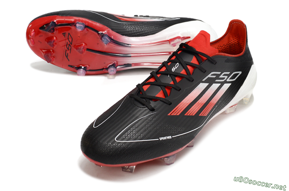 Men's Adidas F50 Elite FG Football Boots - Black/Red/White 3