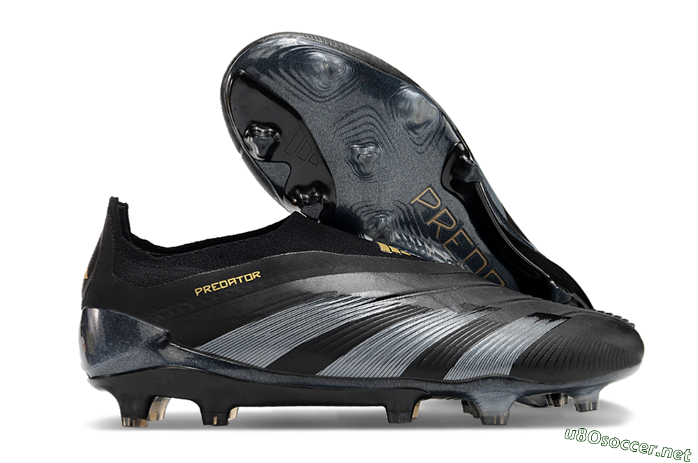 Men's Adidas Predator Elite Laceless FG Football Boots - Black/Silver/Gold 2