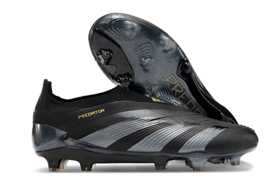 Men's Adidas Predator Elite Laceless FG Football Boots - Black/Silver/Gold