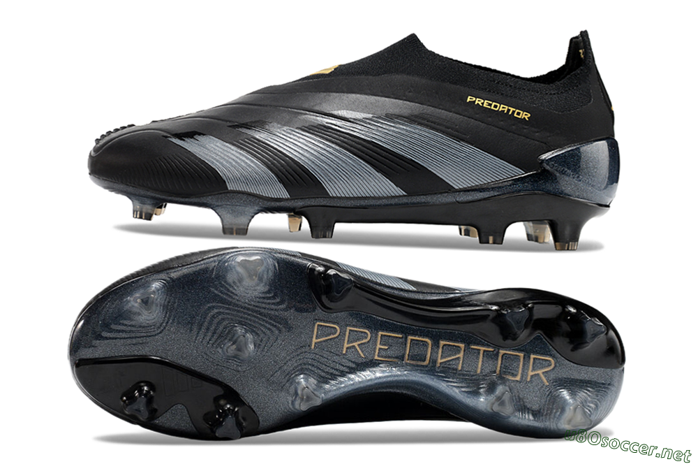 Men's Adidas Predator Elite Laceless FG Football Boots - Black/Silver/Gold 1