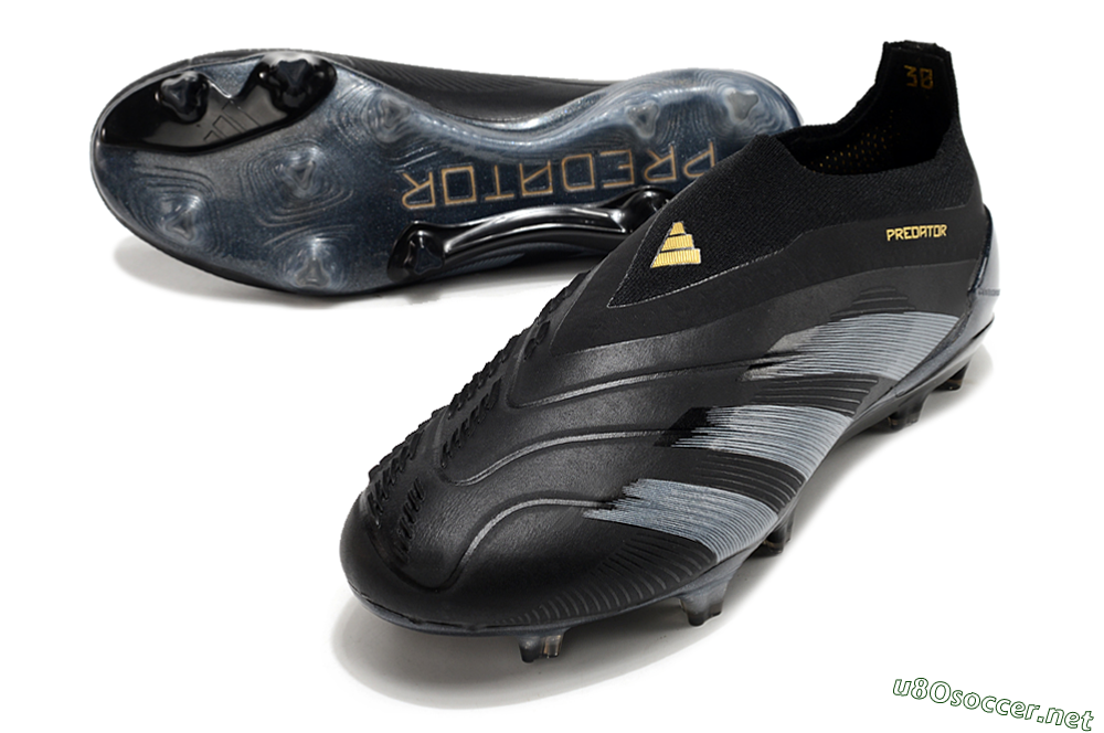 Men's Adidas Predator Elite Laceless FG Football Boots - Black/Silver/Gold 3