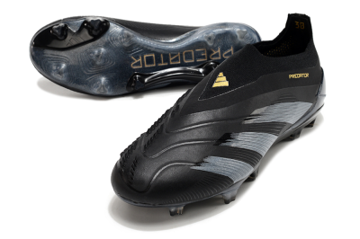Men's Adidas Predator Elite Laceless FG Football Boots - Black/Silver/Gold
