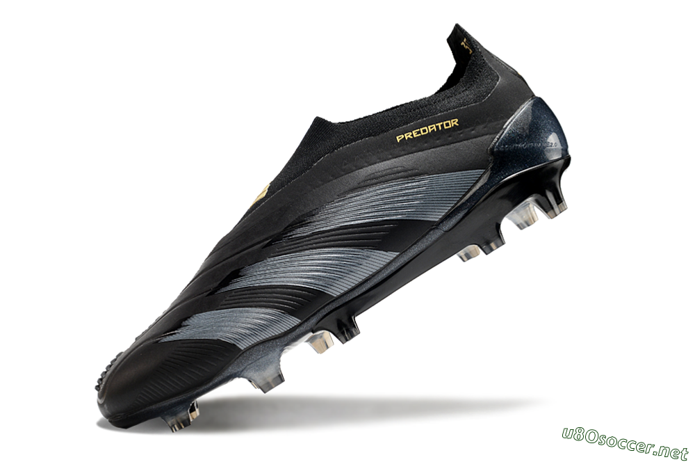 Men's Adidas Predator Elite Laceless FG Football Boots - Black/Silver/Gold 5