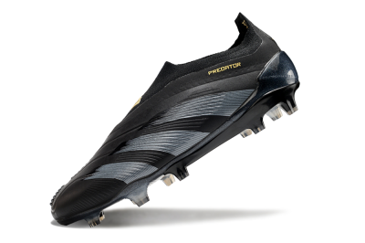 Men's Adidas Predator Elite Laceless FG Football Boots - Black/Silver/Gold