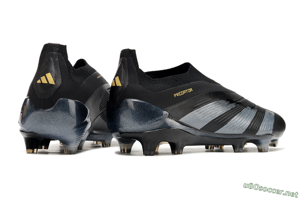 Men's Adidas Predator Elite Laceless FG Football Boots - Black/Silver/Gold 6