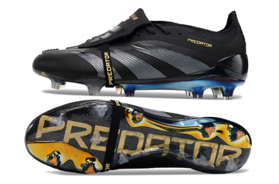 Men's Adidas Predator Elite Foldover Tongue FG Football Boots - Black/Silver/Gold