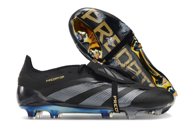 Men's Adidas Predator Elite Foldover Tongue FG Football Boots - Black/Silver/Gold